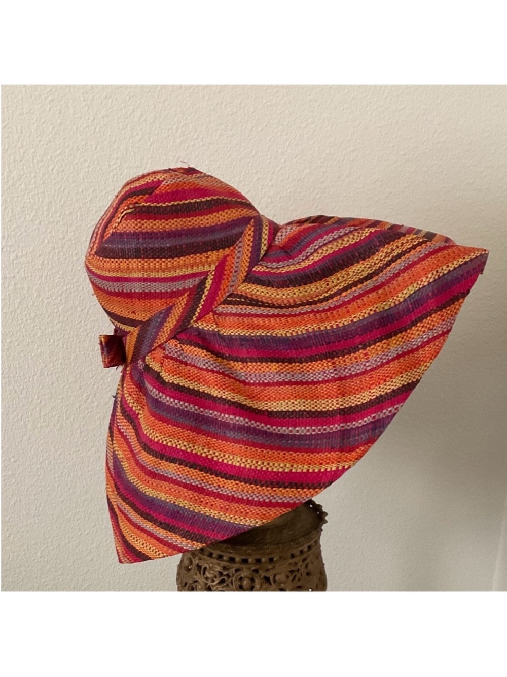 Raffia Striped Wide-Brim Sun Hat NWOT
